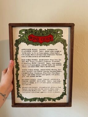 Vintage Wine Guide Framed Print - Green & Red